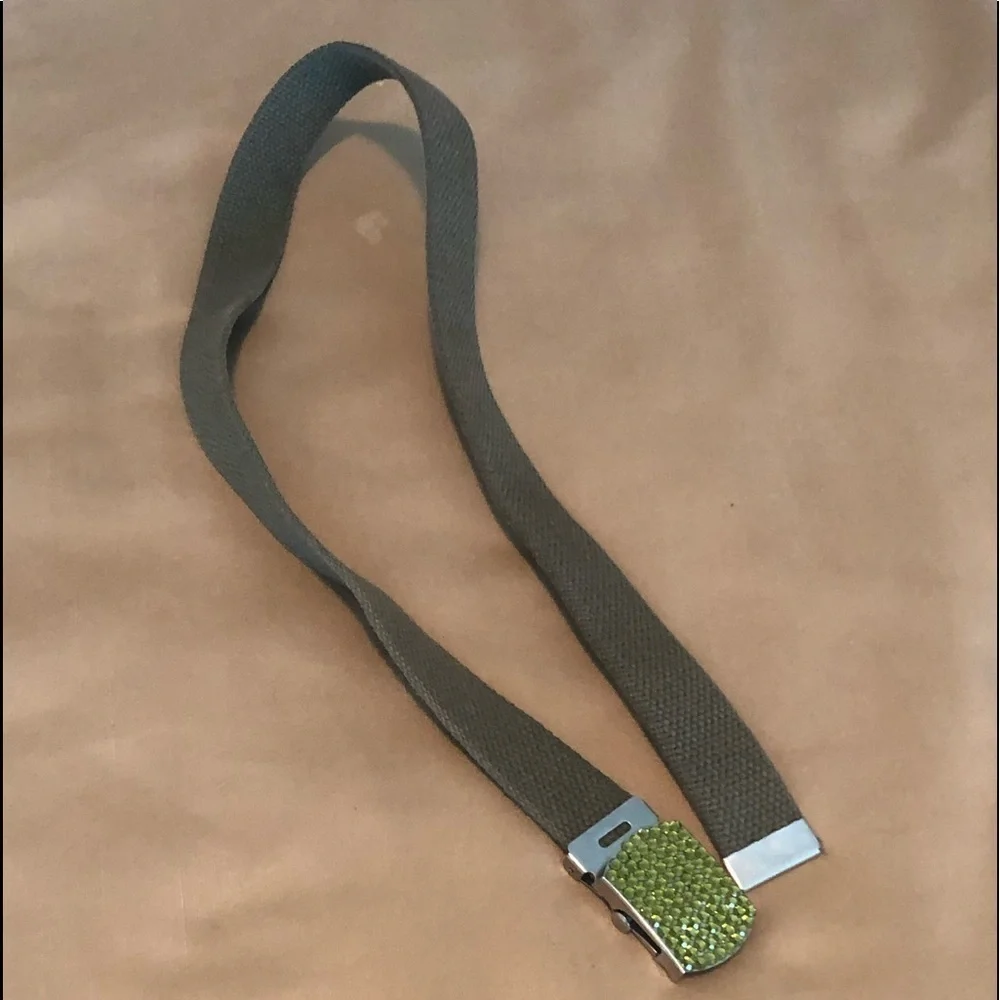 Military Green with green diamond on the bucle